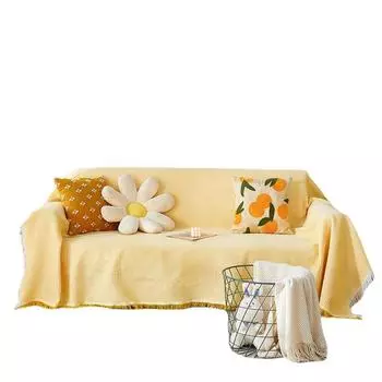 Полотенце для дивана из хлопка и льна, простая ткань для чехла на диван, полное покрытие, универсальная подушка для дивана на все четыре сезона, защита от царапин от кошек 90*90cm