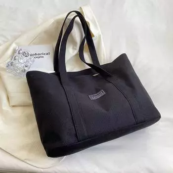Cotton and Linen Work Clothing Ins Fashion Thickened Student Mummy Bag Black