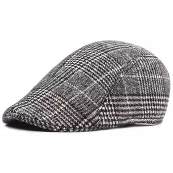 Cotton Beret Men s Duck Tongue Hat Winter Warm Forward Cap Middle-aged Hat Cap M56-58cm темно-серого