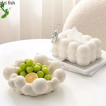 Cotton Candy Shaped Fruit Plate Snack Tray Dried Fruit Tray Dessert Plate Fruit Dish Salad Bowl Dim Sum Dish Dining Plates Bowl белый