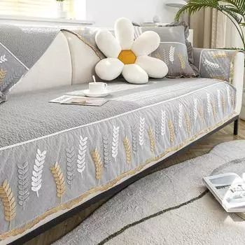 Чехол для дивана из хлопчатобумажной ткани с вышивкой, гостиная, скандинавская простота, универсальный чехол для дивана, нескользящая однотонная подушка для дивана 70x70cm 1pcs