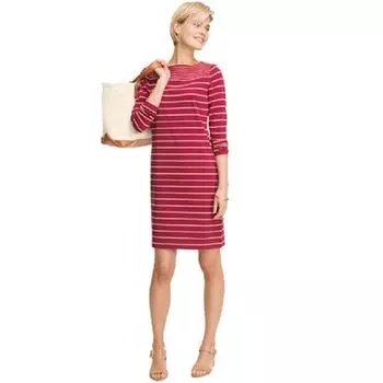 Cotton Cloth Knitting Stripes Long Sleeves Dress 23 Spring & Fall Straight Skirt Fashion Plus Size Female Slim Looking Skin Color Lifting 271 Red with Stripes 8