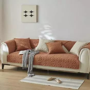 Подушка для дивана из хлопчатобумажной ткани, нескользящий коврик для дивана, зимнее украшение для гостиной, наволочка, толстая подушка для спинки, вышитый чехол для дивана 70x70cm 1pcs