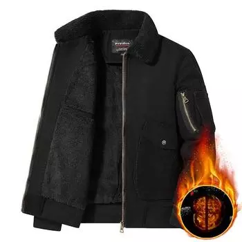 Хлопковая одежда мужская осенне-зимняя флисовая утолщенная свободная повседневная молодежная термокуртка M