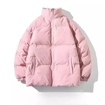 Cotton Clothes Men s Winter Men s Clothing Korean Version Stand-up Collar Thickened Cotton Clothes Jacket Casual Solid Color Men s Bread Clothes M чёрный