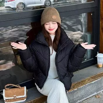 Cotton clothes women s autumn and winter new Korean version of short thickened down cotton jacket small man loose stand-up collar padded jacket M