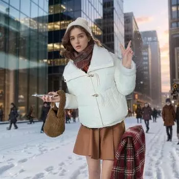 Cotton clothes women s down cotton clothes women s short fashionable high-end clothes loose and thickened coats M