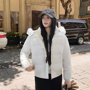 Cotton clothes women s winter 2025 new thickened short Korean loose warm cotton jacket small man spliced padded jacket jacket S