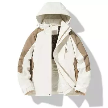 Cotton coat men s autumn and winter velvet thickened warm cotton coat couple style windproof and waterproof outdoor jacket L