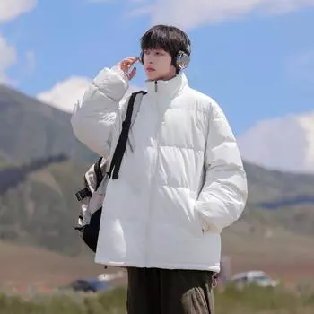 Хлопковое пальто мужское новое зимнее популярное мужское пальто с воротником-стойкой, свободная и универсальная хлопковая куртка, утолщенное повседневное теплое хлопковое пальто, тренд M