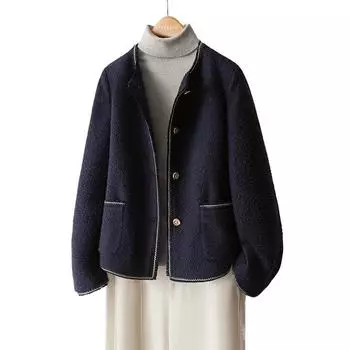 Cotton Collar Double-sleeve Bag Small Fragrant Style Thick Jacket Winter Women s Small Fragrant Style Jacket S