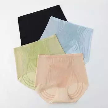 Cotton Crotch Ice Silk Underwear Ultrathin Butt-lifting Shapewear High Waist Briefs Summer L зелёный