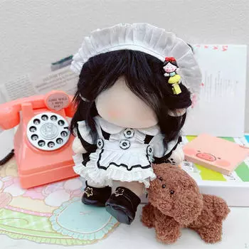 Cotton Doll Maid Outfit with Headdress, Cosplay Clothing Photo Props Dress up Clothes for 20cm Dolls