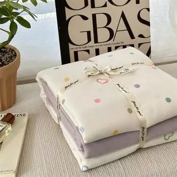 Cotton Double-Layer Yarn 4Pcs Set, Pure Cotton Aerobic Printing Student Dormitory Bed Sheet Quilt Set 3Pcs Set 150X200cm single quilt