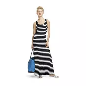 Cotton Elastic Dress Belted Casual Slimming Vest Black and white striped S