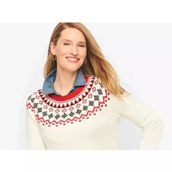 Cotton Elastic Fall and Winter Fashion Outer and Inner Wear Anti-Aging Long Sleeves Sweater Ivory White Red Jacquard XLP