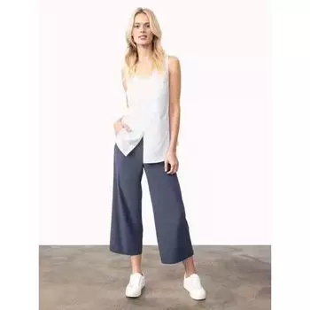 Cotton Elastic High Waist Casual Chubby Girl Pocket Fashion Cropped Pants Denim Blue XSP