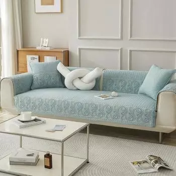 Хлопковый вышитый чехол на диван Нескользящее мягкое диванное полотенце Наволочка для гостиной Четыре сезона Универсальные накидки на диван A 70x70