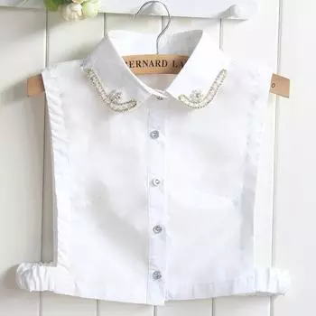 Cotton Fake Collar Shirt Women S Rhinestone Beads Plum Blossom Crew Neck Shirt Fake Collar Sweater Decorative Collar