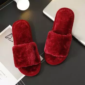 Cotton Fashion Women s Home Floor Slippers Autumn and Winter Ladies Flat Slippers Plush Indoors Shoes 5.5