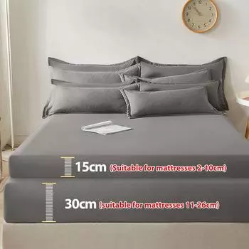 Cotton Fitted Sheet With Elastic Bands Non Slip Adjustable Mattress Covers For Single Double King Queen Bed Cover 140/160/200CM 90X200X10CM
