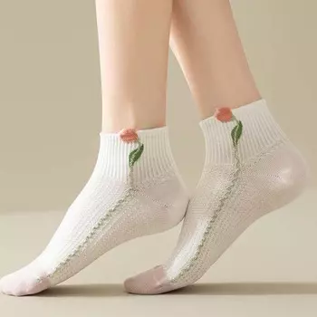 Cotton Flower Ankle Socks Female Hosiery Flower Boat Socks Women Flower Short Socks Four Seasons StyleB