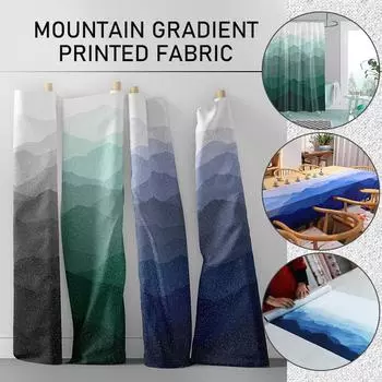 Хлопковая градиентная горная синяя ткань с принтом китайская живопись пейзаж ткань для DIY стол флаг занавес фон пошив одежды 1M