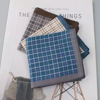 Cotton Handkerchief Men Cotton Gingham Thin Handkerchief Chinese Ancient Style Square Scarf Japanese Style Gro-Bag Summer Sweat-Wiping Portable Gift Teddy Gingham 3 Pack