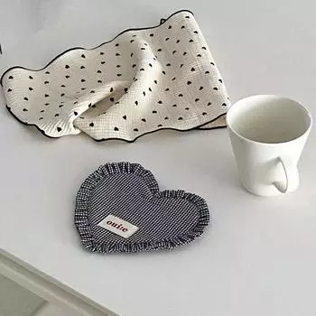 Cotton Heart-shaped Plaid Meal Mat INS Insulation Pad Mat Table Mat Home Decoration чёрный