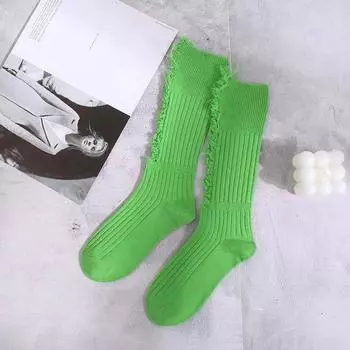 Cotton Hollow Mesh Stockings Gothic Leggings Women Personality Mid Tube Socks Streetwear жёлтый/розовый