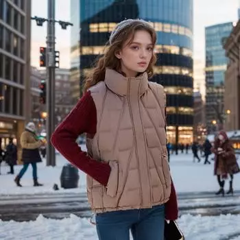 Хлопковая куртка осенне-зимняя женская куртка 4 модных высоких чувства теплая жилетка с воротником-стойкой L хаки