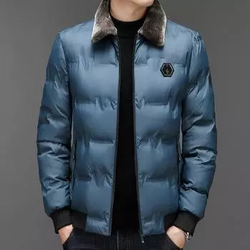 Cotton Jacket Men s Jacket 2024 Autumn and Winter New Thickened Warm Casual Fashion Down Cotton Jacket M чёрный