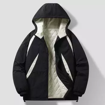 Cotton Jacket Men s Winter American High Street Loose Casual Thick Windproof Warm Loose Casual Hooded Cotton Jacket Men XXXXL чёрный