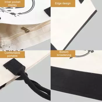 Cotton Linen Canvas Alphabet Beach Bag Tote Bag for Many Occasions