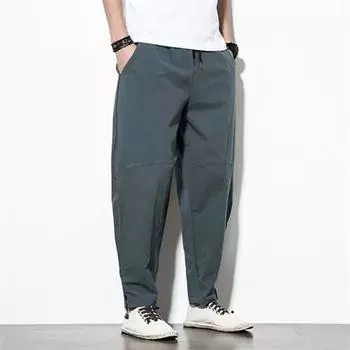 Cotton Linen Pants Men Baggy Casual Trousers Male Walking Wide leg Loose Sweatpants Chinese Summer Jogger Pants S