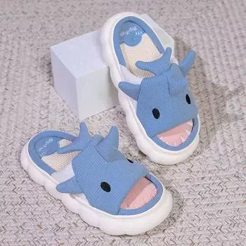 Cotton Linen Platform Slippers Women Home 2024 Spring Casual Cartoon Designer Shoes Girls Flat House Cute Slides Couple Open Toe 36-37 серый