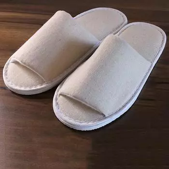 Cotton Linen Slippers Women And Men Household Indoor Floor Slippers Daily Home Simple Open-toed Anti-Slip Comfortable Slippers One Size белый