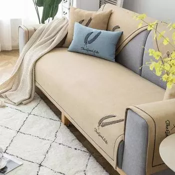 Cotton Linen Sofa Mat feather Anti Slip Dustproof Comfortable Seat Cushion Simple Home Living Room Decoration Backrest Covers 70x70cm 1pcs