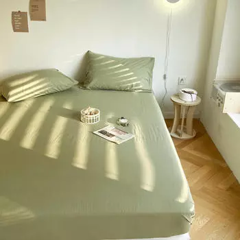 Чехол для матраса из хлопка с эластичной резинкой, мягкая, удобная простыня на резинке, однотонная простыня в стиле Ins, регулируемое покрывало для кровати 120x200cm 1pc