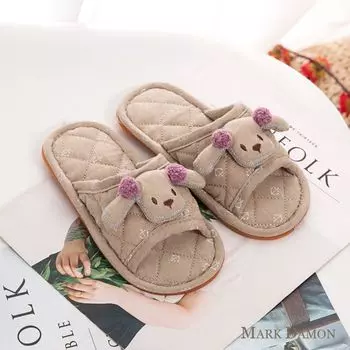 Cotton Medium and Large Children s Rubber Bottom Cartoon Floor Fabric Kids Brown Lamb Kids 18-19 (inner length 17cm)