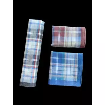 Cotton Men Handkerchief Gingham Series Soft Sweat-Absorbent Carry out Towel Retro Style Gift for Elders Tricolor