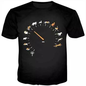 cotton New Summer Black T-Shirt Men 3D Printed Funny Animal Dash Short Sleeves T Shirt Men Harajuk Streetwear Tshirt Funny Tees S чёрный