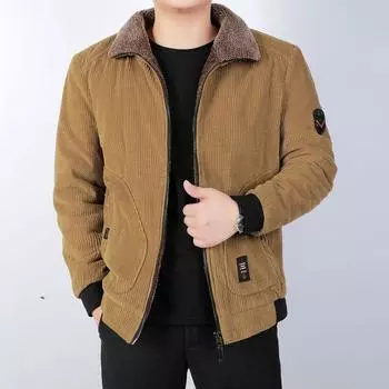 Cotton-padded Men s Autumn and Winter Clothing Casual Thickened Warm Cotton Clothing Middle-aged Father Clothing Corduroy M жёлтый