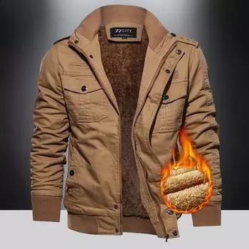 Cotton-padded Men s Winter New Velvet Padded Jacket Young and Middle-aged Cotton Plus Size Loose Cotton-padded Jacket Coat M