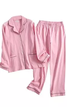 Cotton Perfect for Spring and Comfortable Long Size Women s 100% Pajamas, Warm, Autumn, Open-Front, Moisture-Wicking, Quick-Drying, Loungewear, розовый