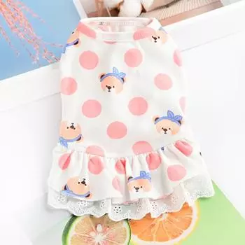 Cotton pet clothing cat small dog dog clothing polka dot skirt spring and summer thin S