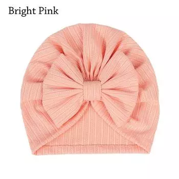 Cotton Polyester Headband Solid Color Infant Headwear Cute Big Bow Hats Baby Girls Boys яркий розовый