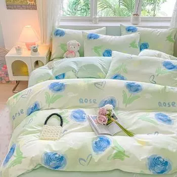 Cotton Printed Single Bed Cover AB Double-sided Use Bed Cover Skin-friendly Soft and Comfortable Bedding 150x200 200x230 150x200cm 1pcs