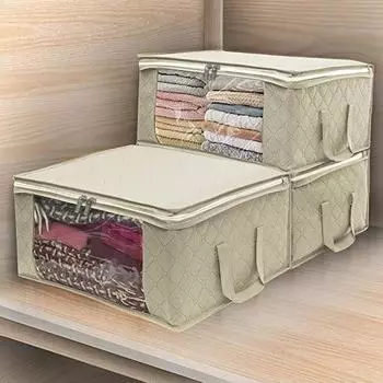 Cotton Quilt Bag Non woven Dustproof Clothing Folding Storage Cotton Quilt Bag Quilt Transparent Storage Bag синий