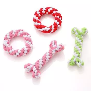 Cotton rope dog toy Pippi Tao animal shape woven toy rope knot bone biting tooth grinding dog toy Knitted Toy